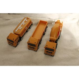 Lot of 3 DLX semi & cement trucks orange